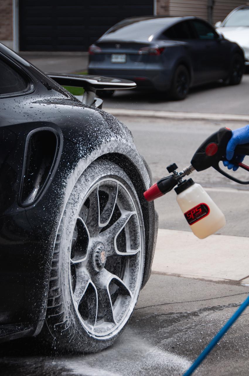 Ceramic coating - foam application on car wheel